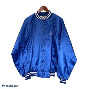 Sperry Marine Jacket XL Blue Snap Up Vintage Auburn Made In USA 90's Satin